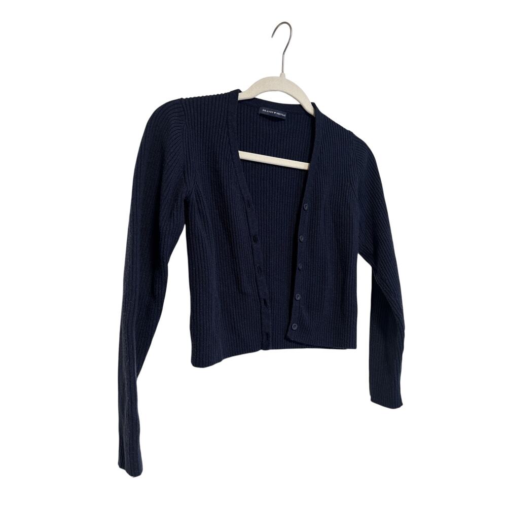 Brandy Melville Navy Blue Ribbed Button Down Cardigan M - Picture 3 of 7